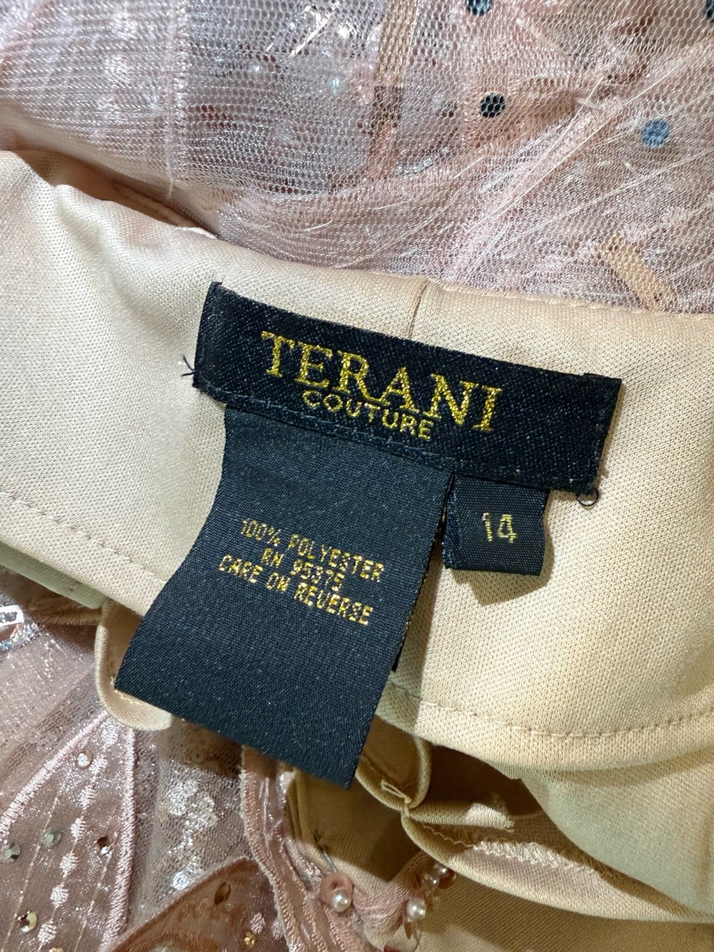 Terani Couture Blush Pink Beaded Floral Mermaid Evening Dress - Picture 6 of 15